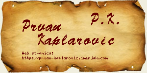 Prvan Kaplarović vizit kartica